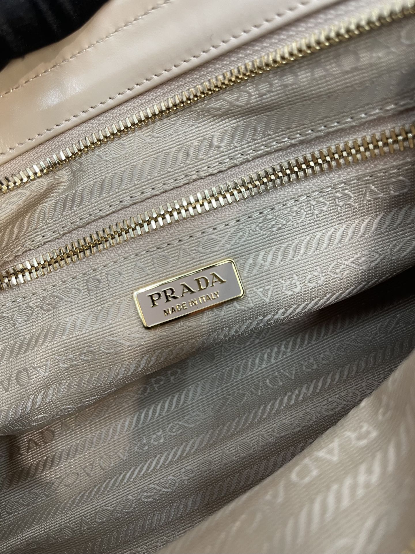 Prada Medium LusSolf Leather Handbag Bag Tote Travertine 1BA426